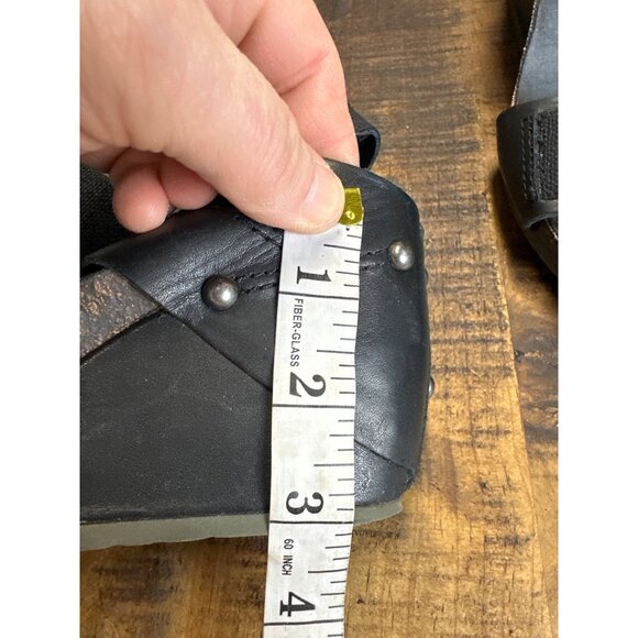 otob 8m bushnell wedge heel sandal thick strap platform light weight  black sil - Picture 8 of 9